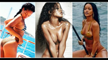 รูปหีนักร้องผิวดำ Rihanna แก้ผ้าถ่ายแบบบนเรือถอดเสื้อโชว์นมเต็มๆ xxxหีดำไร้หมอยน่าจับเย็ดให้หมดแรง